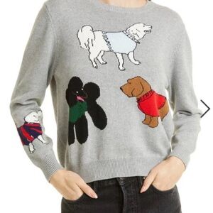Clare V Gray Sweater with Dog Motifs